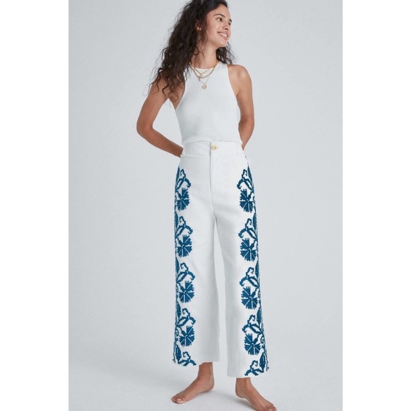 Anthropologie Pants - NWT Anthropologie Becky Embroidered Wide-Leg Pants 0